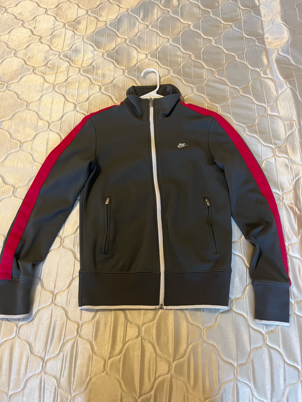 Nike Sportswear Gray Pink Full Zip Track Jacket Size M